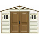Сарай пластиковий Woodside 325x247x231 см слонова кістка, коричневий дах, фото 2