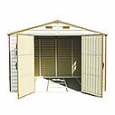 Сарай пластиковий Woodside 325x247x231 см слонова кістка, коричневий дах, фото 8