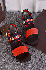 Босоніжки на низькому ходу Gucci Гуччі червоні та сині сандалі сандалі сандалі жіночі, фото 6