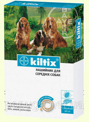 Bayer Kiltix (Кілтикс) Нашийник проти бліх і кліщів для середніх собак, 48 см