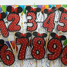 Свічка святкова для торта " Мінні Маус" цифри 3,4,5,6,7,8,9,0