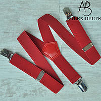 Підтяжки дитячі Y-образні однотонні (червоні)  унісекс 