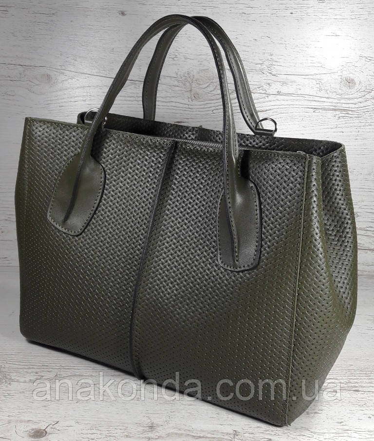 52-1 Натуральна шкіра, Сумка жіноча хакі (оливка, оливкова, зелена), з тисненням жіноча сумка шкіряна хакі