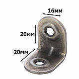 Кутник кріпильний, куточок меблевий, кутник сталевий, кутник перфорований 20х20х16, фото 2