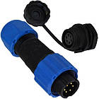 Комплект роз'ємів герметичних 6pin, Ø 13 мм (шт.кабельний-гн.монтажний)