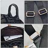 Рюкзак жіночий c паєтками Ромбики (чорний), фото 6