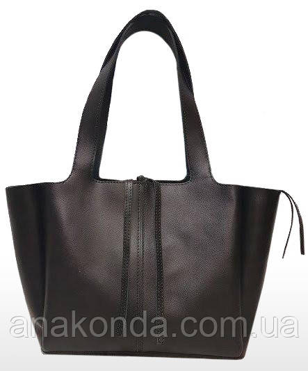 261 Сумка-шопер жіноча натуральна шкіра, чорний