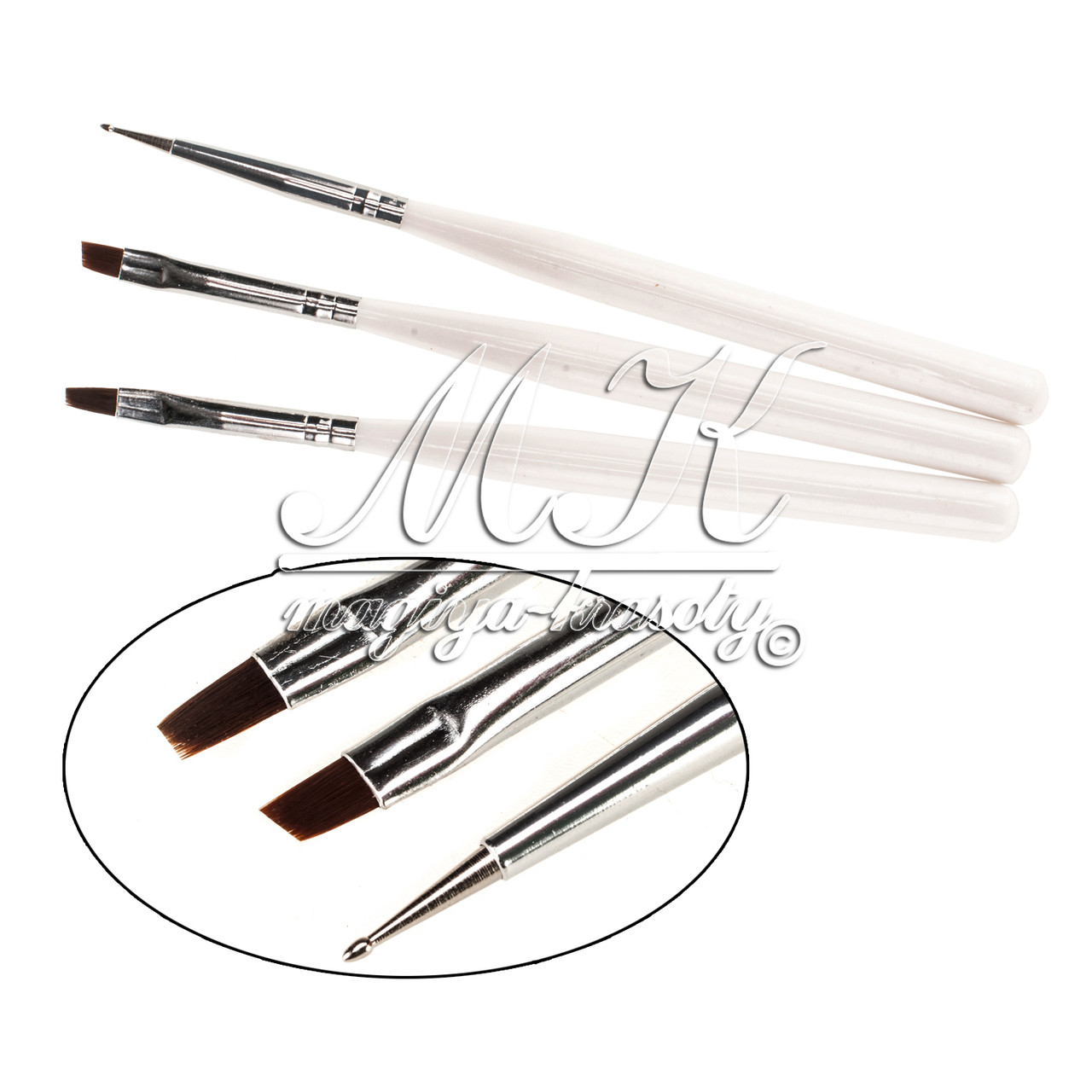 Набір пензлів для малювання, білі, 3 шт., W46-2-1