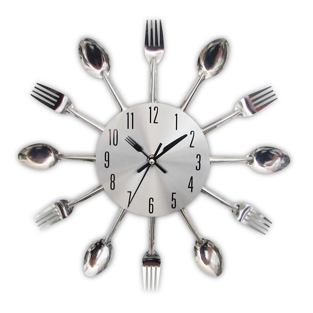 Настінні годинники на кухню "Ложки-вилки" столові прилади (32х32 см) [Метал] Best Time