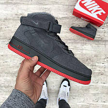 Зимові чоловічі кросівки Air Force 1 High Suede Grey Fur, фото 2