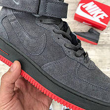 Зимові чоловічі кросівки Air Force 1 High Suede Grey Fur, фото 3