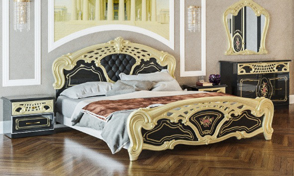 Двоспальне ліжко Кармен Нова Люкс чорна золото