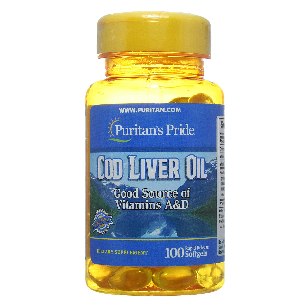 Масло печінки тріски, Cod Liver Oil 415 mg, Puritan's Pride, 100 капсул