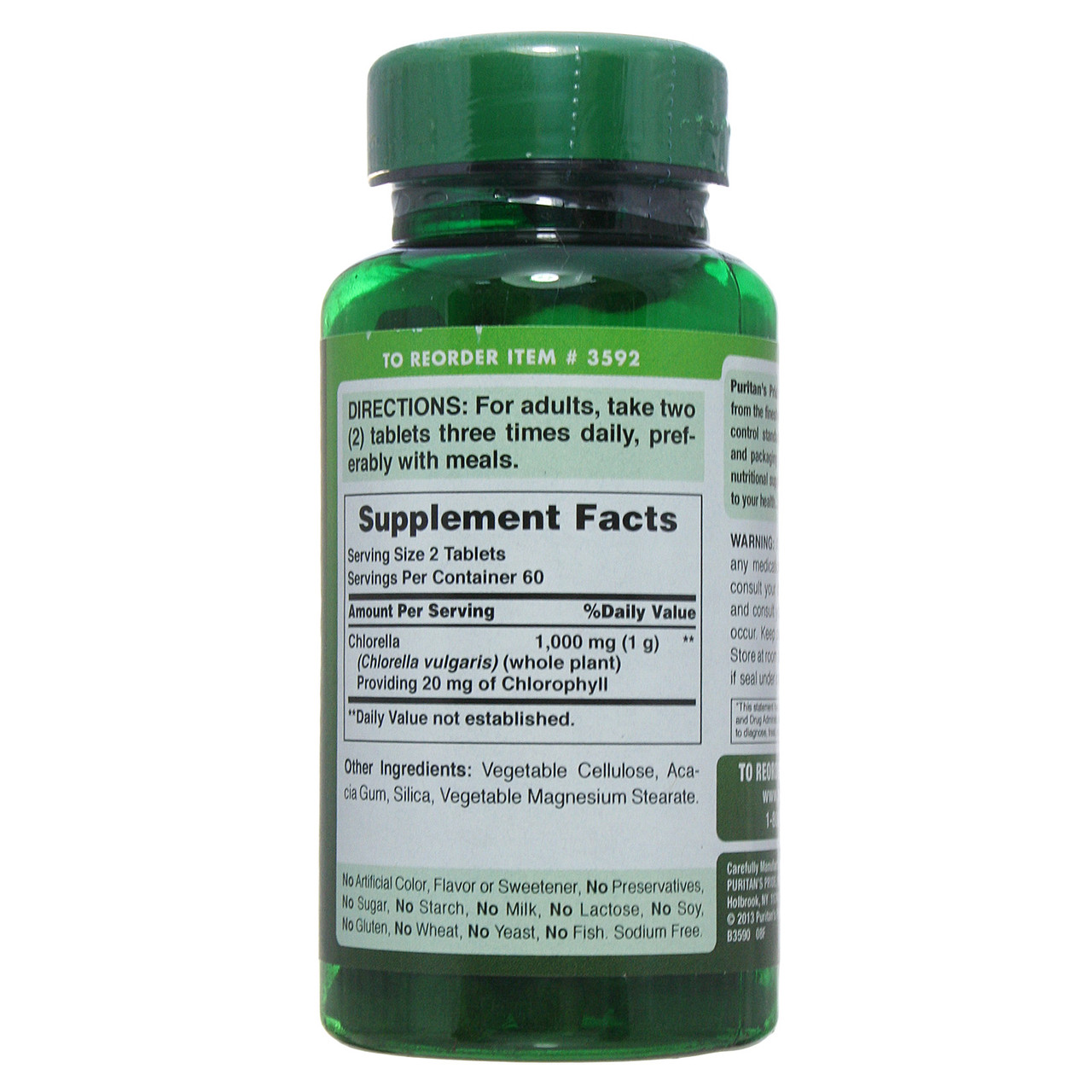 Хлорелла, Natural Chlorella, Puritan's Pride, 500 мг, 120 таблеток