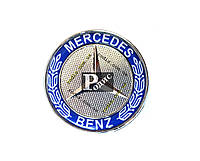 Эмблема Mercedes ML, Sprinter, Vito синяя (d-57мм, s(толщина)-3мм + 7мм штифт) - Значок с логотипом Мерседес