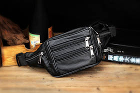 Сумка чоловіча поясний шкіряний (черая)