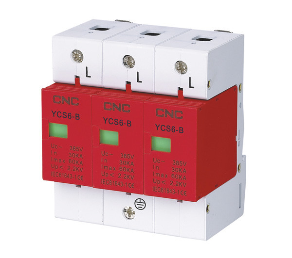 Ограничитель импульсных перенапряжений на DIN-рейку YCS6-B, 3Р, 385V, 30 60 кA, тип В, CNC - фото 1 - id-p618478527