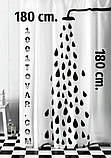 Силіконова шторка для ванної кімнати з 3D-ефектом, розмір 180х180 см, біло-прозора, фото 7