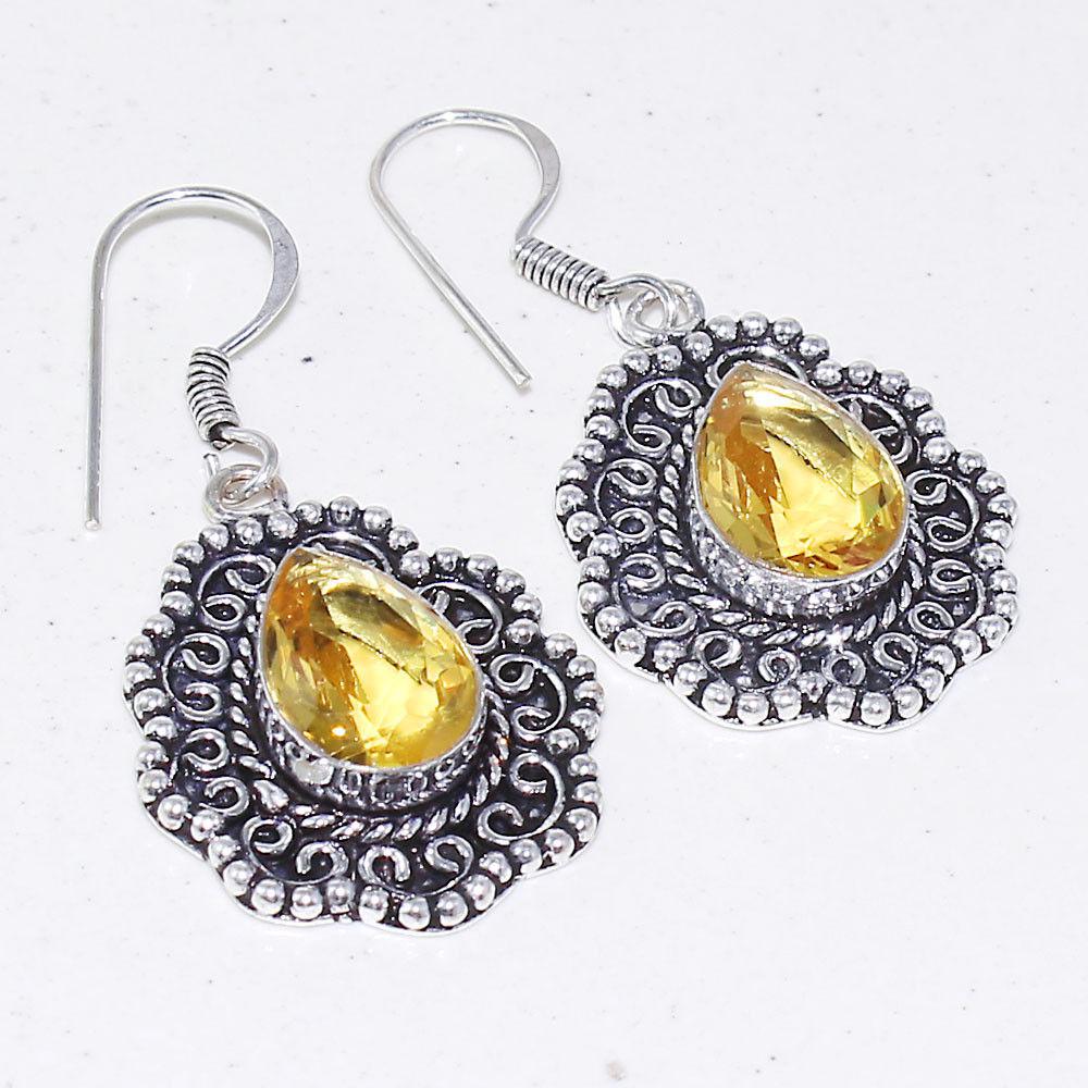 РОЗСТРОЧКА 0%!!! Красиві сережки з цитрином. Сережки - цитрин в сріблі., фото 1
