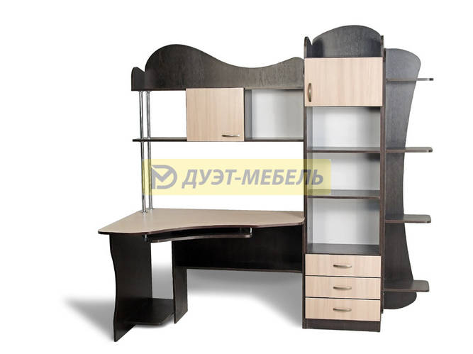 Купить Угловой компьютерный стол с надстройкой, тумбой и стеллажом СК ...