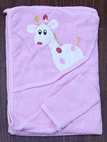 Полотенце уголок для малышей «Жираф» розовый