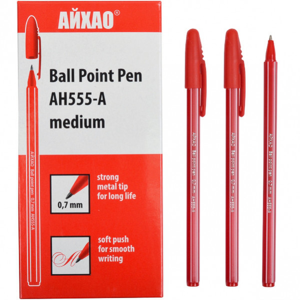 Ручка кулькова AH-555 AIHAO original червона