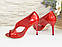 Жіночі лакові босоніжки на шпильці, колір червоний. 37 розмір, фото 5