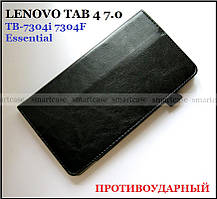 Протиударний чохол-книжка Lenovo Tab 4 7.0 TB-7304i 7304F 7304X Essential в екошкірі PU Crazy Horse чорний