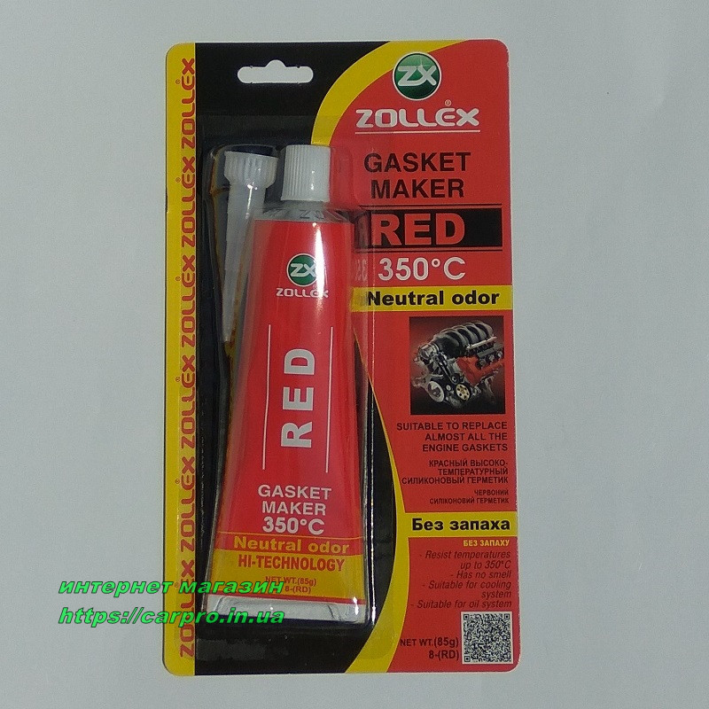 Герметик прокладок червоний високотемпературний без запаху Zollex Red 85г
