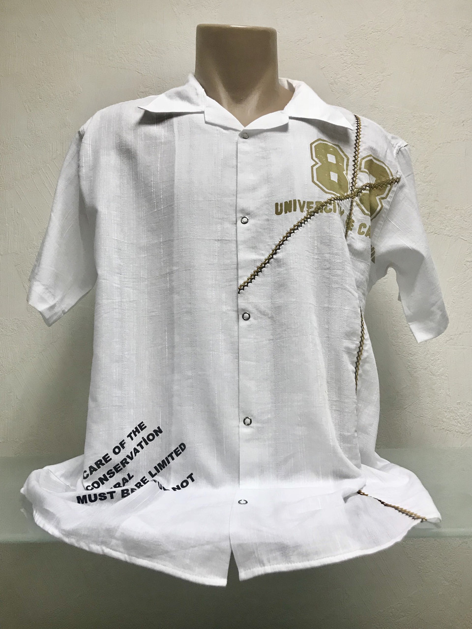 Шведка тенниска рубашка с коротким рукавом мужская летняя белая коттон Fill Pucci 52 - фото 1 - id-p1442051872