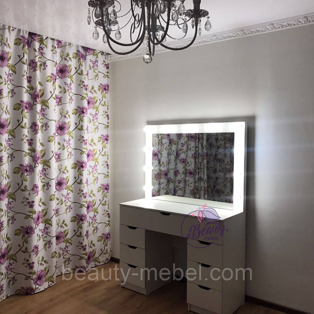 Стіл для макіяжу з підсвіткою, білий, фото 1