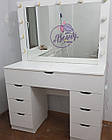 Стіл для макіяжу з підсвіткою, білий, фото 3