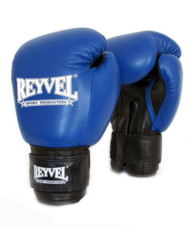 Рукавички боксерські шкіряні Reyvel сині 14oz