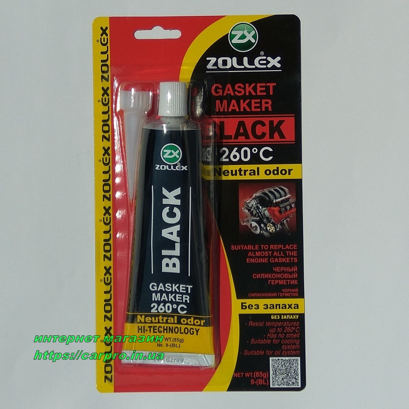 Герметик прокладок черный термостойкий без запаха Zollex Black 85гр - фото 2 - id-p247707737