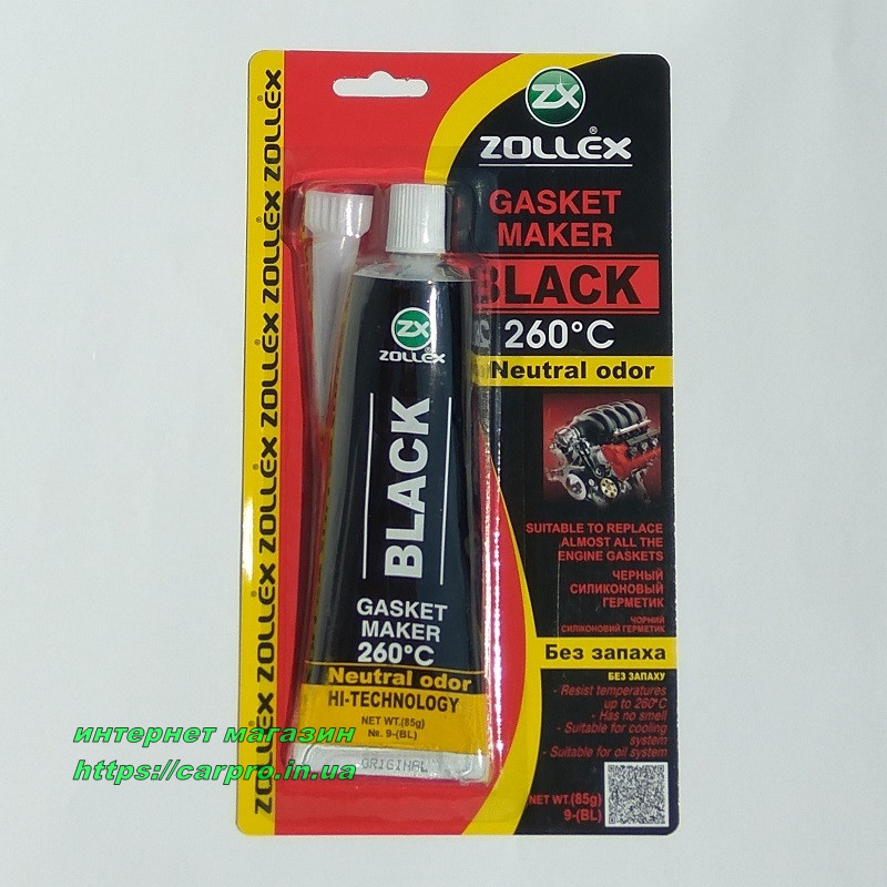 Герметик прокладок черный термостойкий без запаха Zollex Black 85гр - фото 5 - id-p247707737