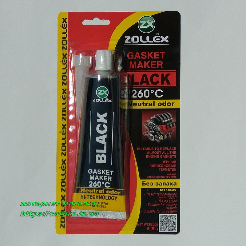 Герметик прокладок черный термостойкий без запаха Zollex Black 85гр - фото 7 - id-p247707737