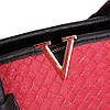 Сумка червона з ручками чорного кольору, фото 6