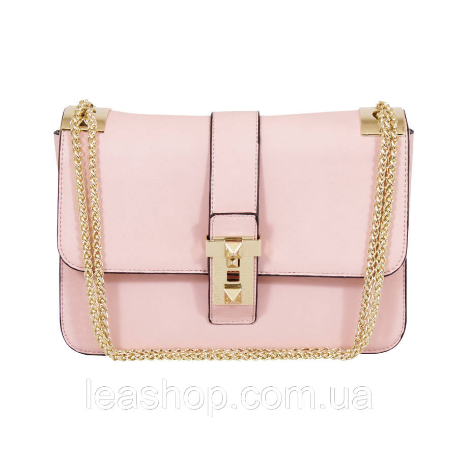 Сумка розовая с ручка в виде цепочки, фото 1