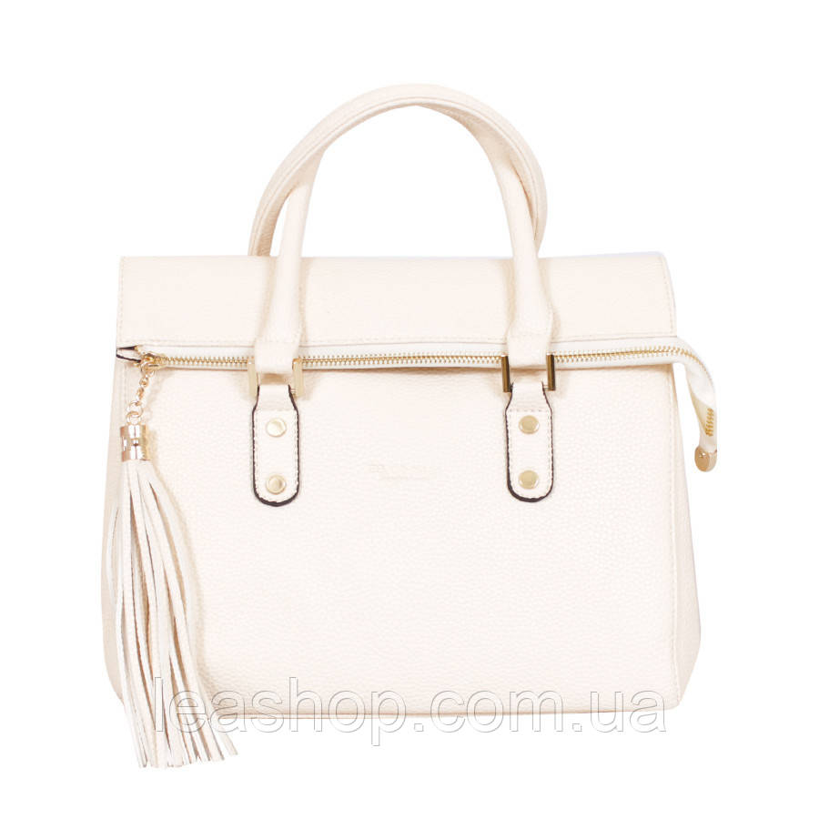 Сумка з оригінальною застібкою бежева, фото 1