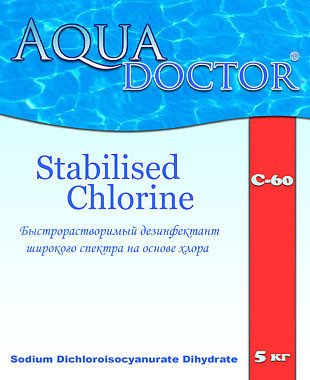 Шок хлор AquaDoctor C60 T 50 кг - Діє проти бактерій, грибків і вірусів, і руйнує органічні речови
