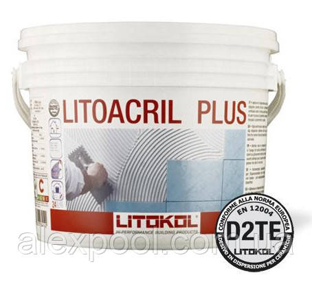 Litokol LITOACRIL PLUS 5 кг Акриловий клей білого кольору з поліпшеними характеристиками LACR0005