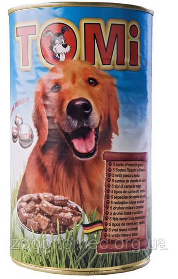 Консерви корм для собак TOMi 5 ВИДІВ М'ЯСА (5 kinds of meat) банку