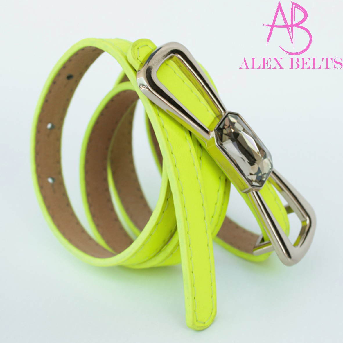 Ремінь жіночий гвоздик (кислотно-жовтий) 15 мм-купити гуртом в Одесі