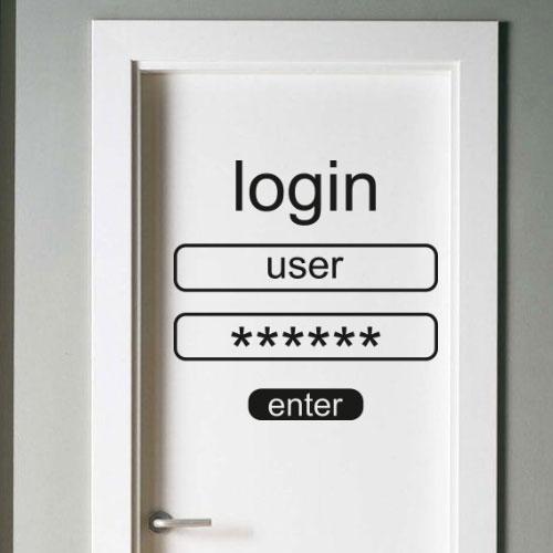 Інтер'єрна вінілова текстова наклейка напис Login (наклейка зі словами на двері) матова 400х400 мм