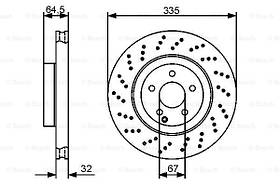 Гальмівний диск передній Mercedes S-Class W221 Bosch 0986479413