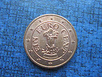 Монета 1 евроцент Австрия 2012