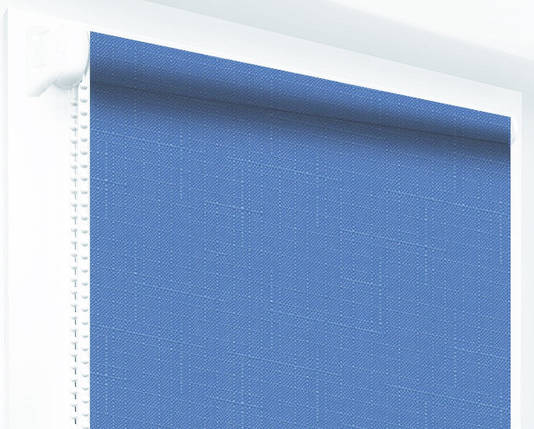 Ролети тканинні (рулонні штори) Льон, синій 0874, відкритий короб, фото 2