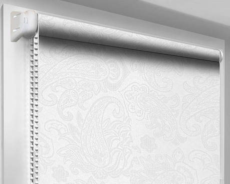 Ролети тканинні (рулонні штори) Бароко, білий 2018, відкритий короб, фото 1