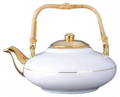 ROUND TEA POT 400ml Фарфоровий чайник Круглий напівзолотий