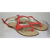 Італійські босоніжки 40 розмір woman's heel з натуральної шкіри коралові на низькому ходу